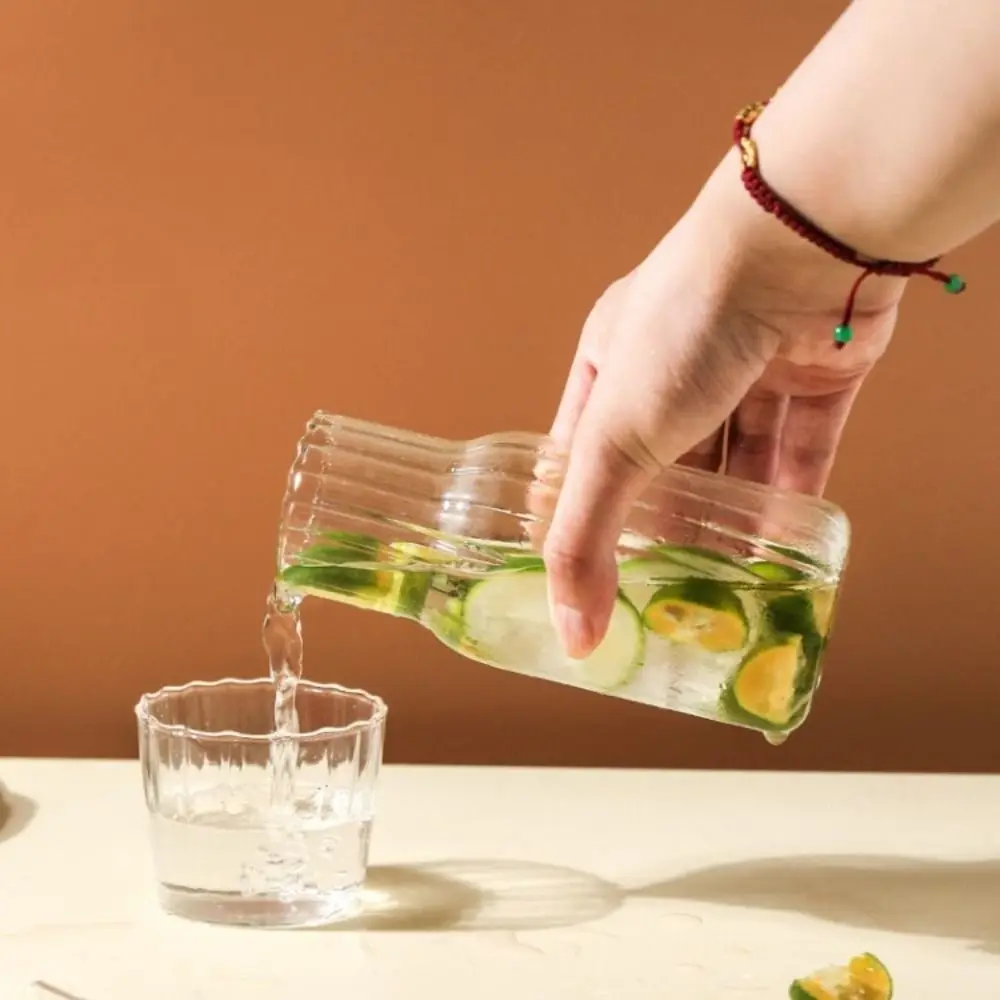 1 Set Bedside Water Carafe Glass Set Night Carafe with Tumbler Glass 600ml