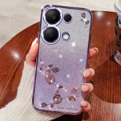 Glitter Bling Rhinestone Silvery Shiny Phone Case for Redmi Note 12R Pro (PURPLE)