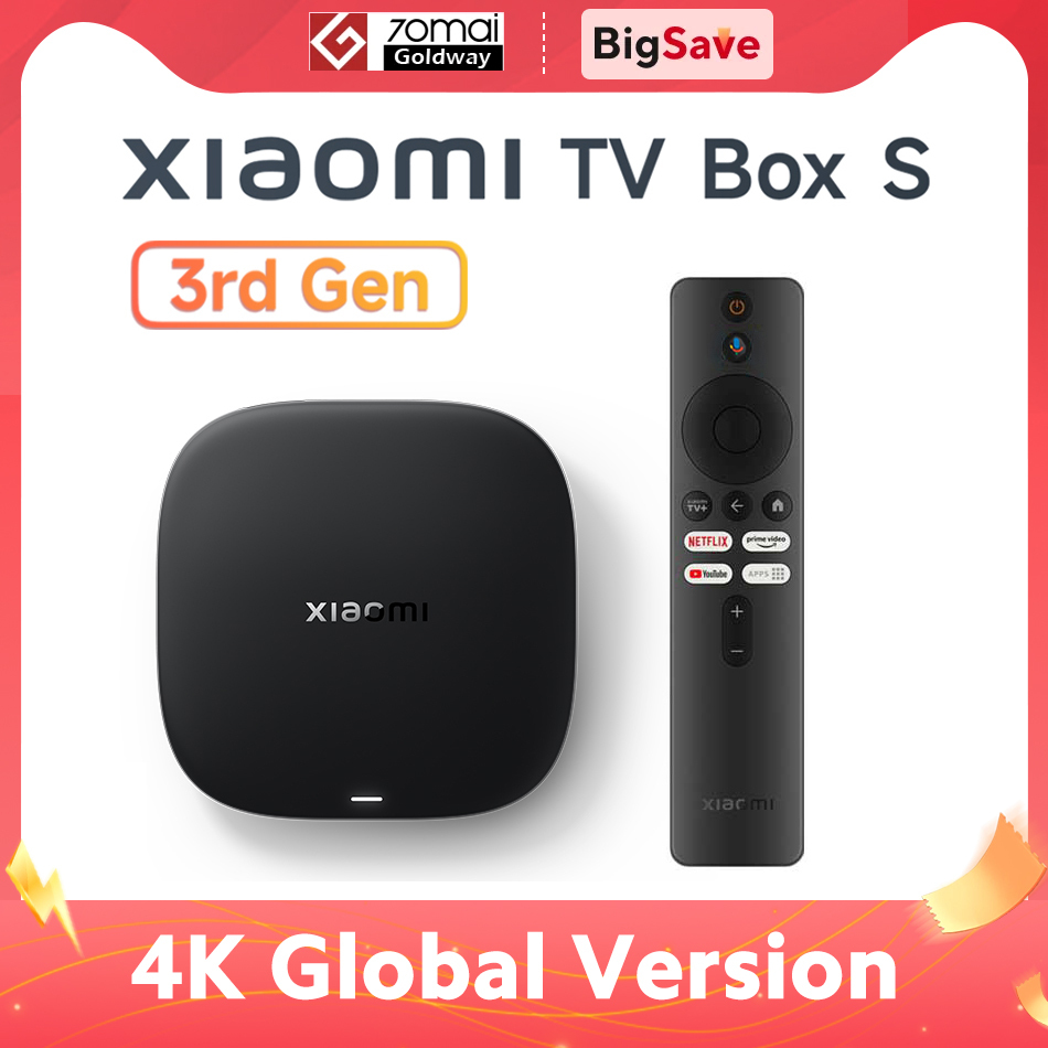Global Version Xiaomi TV Box S 3rd Gen 4K Ultra HD Bluetooth 5.2 Wifi6 32GB ROM Google TV Google Assistant Smart Media Player