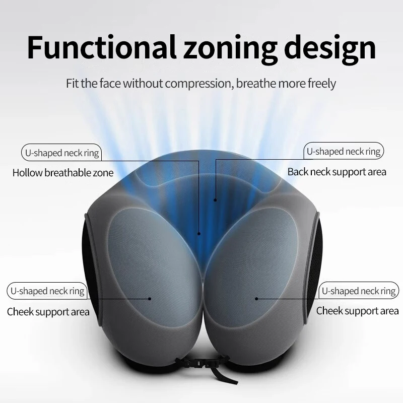 Multifunction U-Shaped Sponge Core Neck Pillow Slow Rebound Soft Travel Pillow For Sleeping Cervical Health Massage Nap Pillows