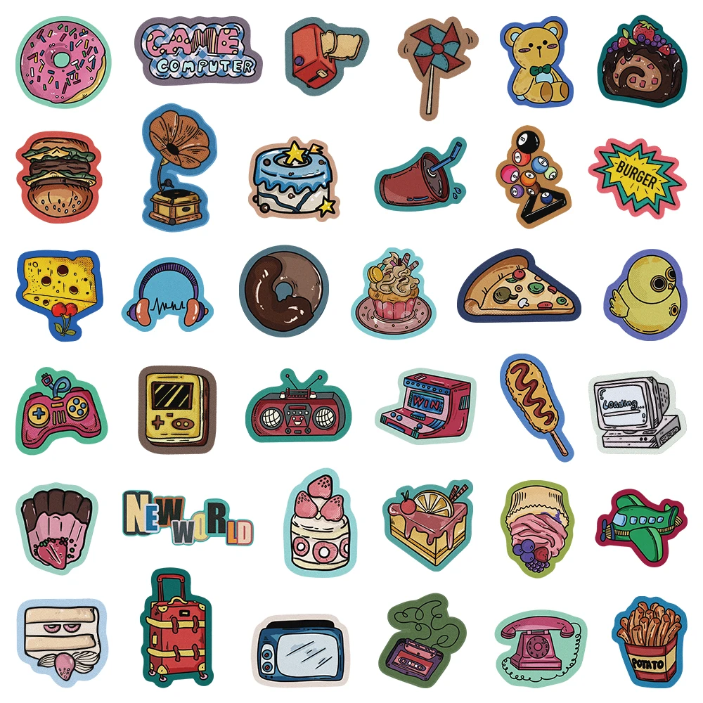 80Pcs Vintage Mix Carnival Graffiti Sticker For Skateboard Guitar Laptop Luggage Motorcycle Scrapbook Food New World Decal Decor