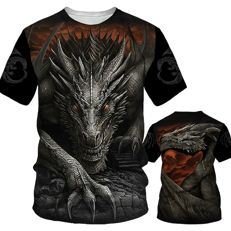 20233D-printed-dragon-men-s-T-shirt-round-neck-loose-fitting-T-shirt ...