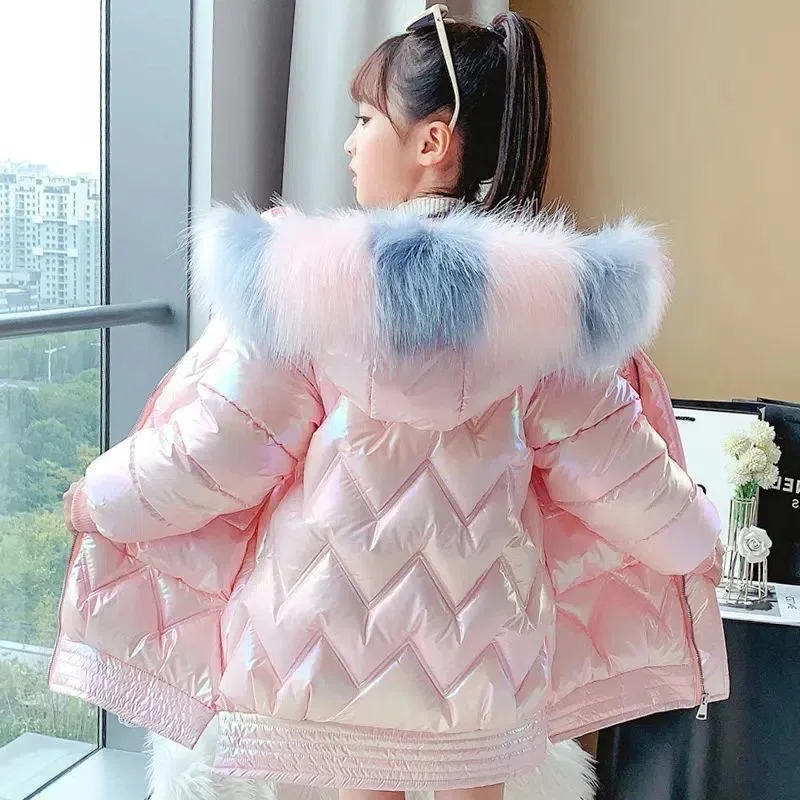 Piumino Invernale 2023 Per Ragazze Cappotto Impermeabile Lucido Con Cappuccio Per Bambini Capispalla Abbigliamento 4-13 Anni Adolescente Parka Snowsui