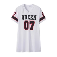 Vêtements européens et américains Été 07 LeTTer imprimé T-shirt mi-long V Pull à col en soie de lait doux pour la peau ShorT-sl... 6