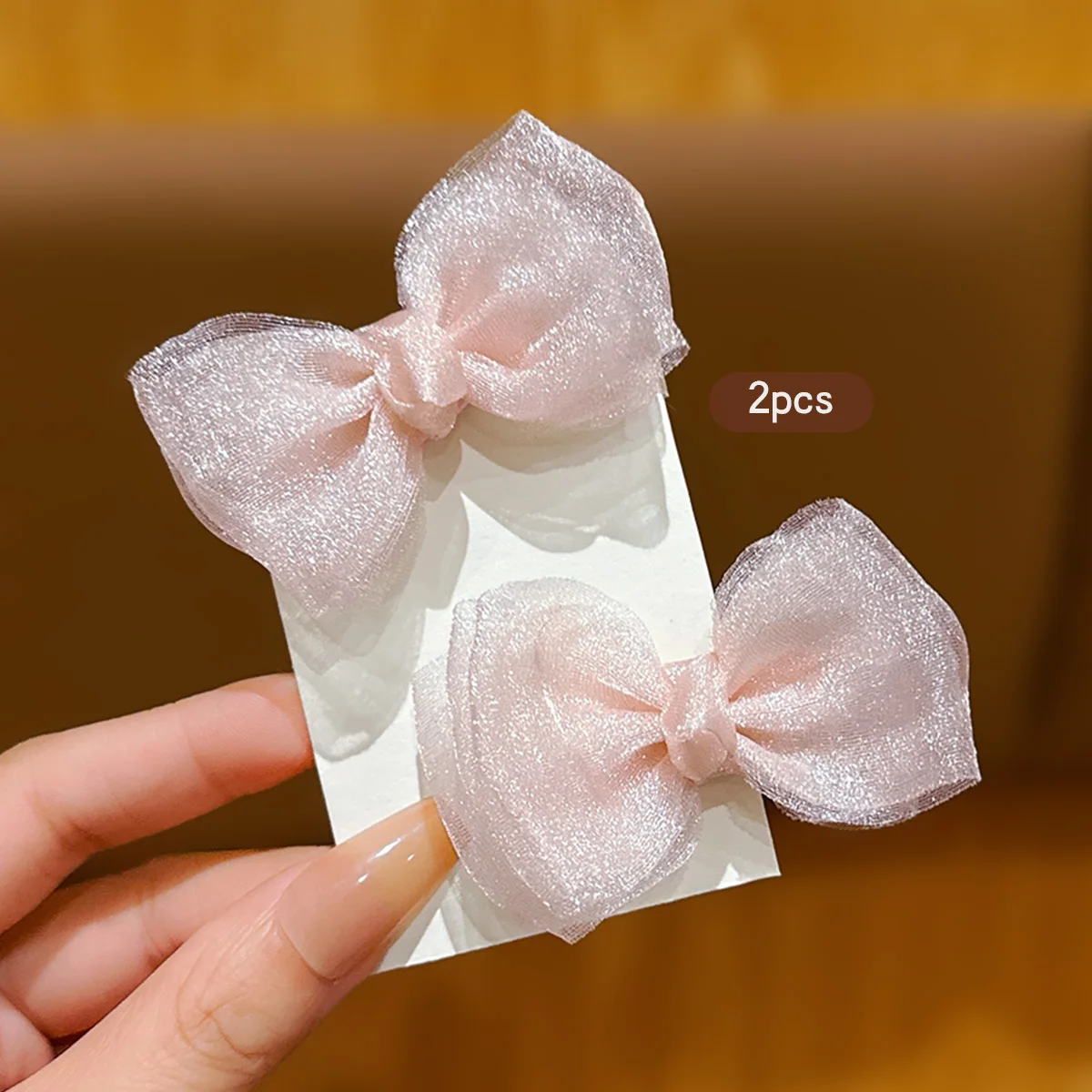 2 niedliche rosa Mesh-Haarspangen mit Schleife, geeignet für den täglichen Haarschmuck