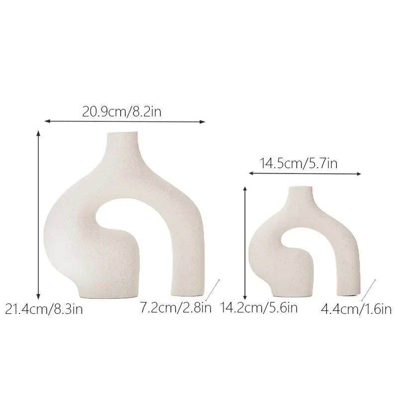 CAPIRON Ceramic White Nordic Vase of 2 Modern Minimalist Decorative Table Centerpiece Wedding Dining Living Room Office Decor 6