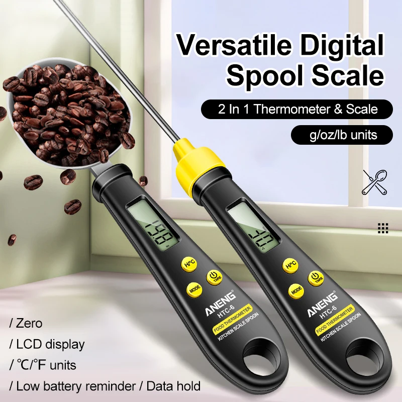 

2In1 Electronic Kitchen Scale LCD Digital Food Thermometer Electronic Digital Spoon Scale With Thermometer Probe Kitchen Tools