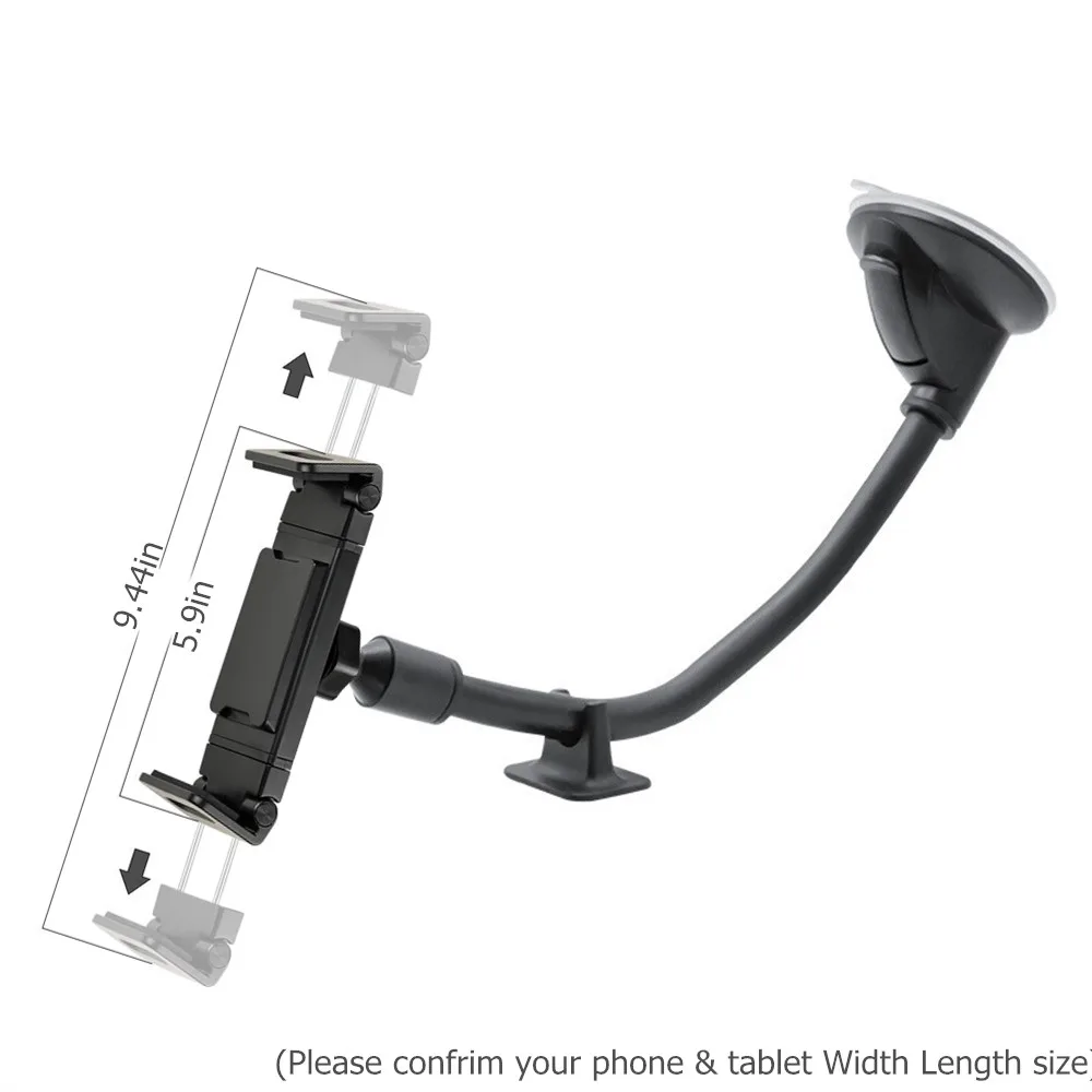 Suporte do telefone, Ventosa, Braço Longo, iPad 11, 12,9, Air Mini, 4.0-11