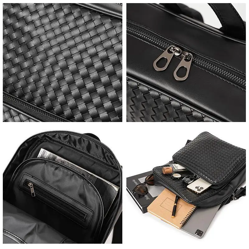 Brand Designer Backpack Men High Quality Pu Leather Bag For Teenager School Shoulder Daypacks Mochila Male Black 4
