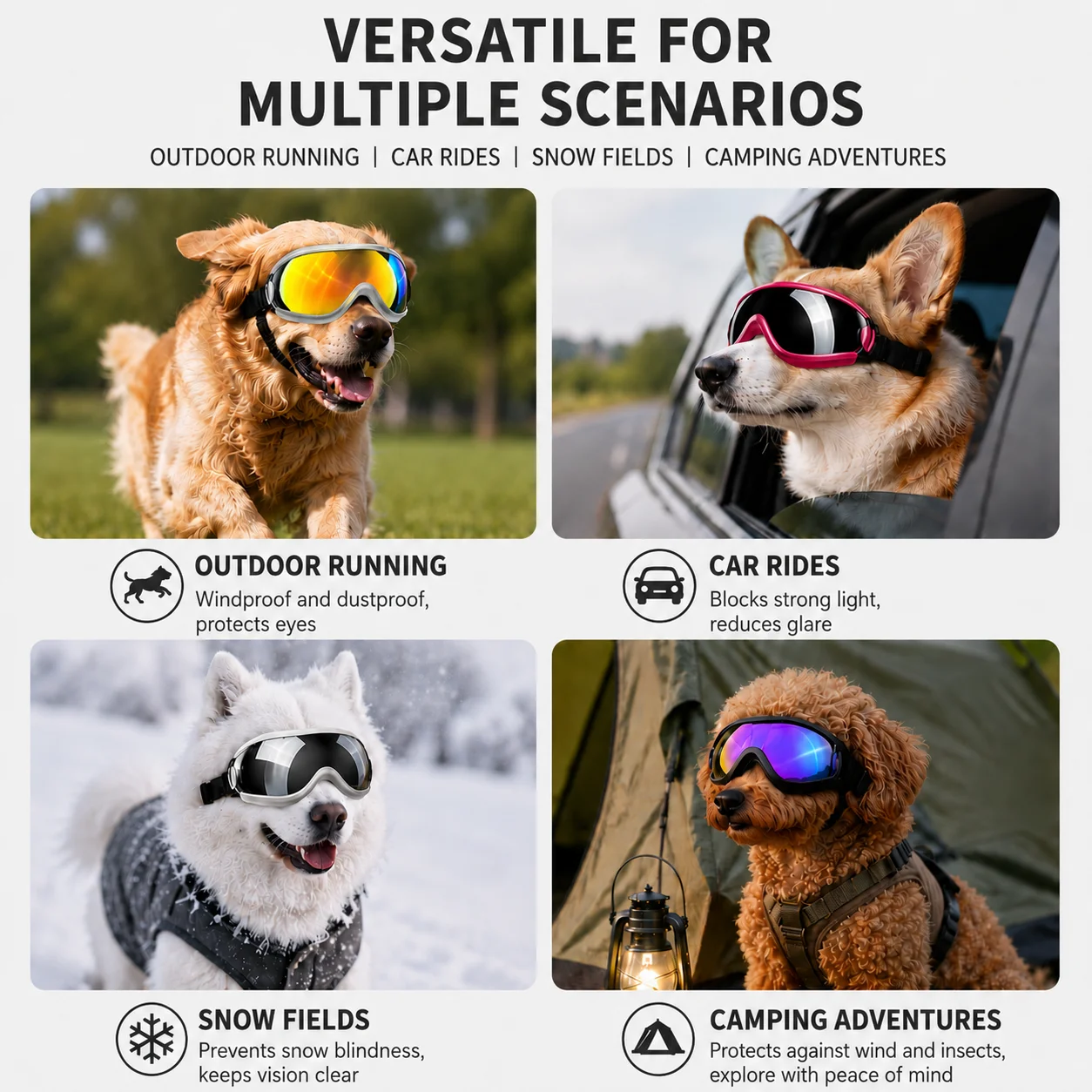 Pet UV Protection Goggles - Adjustable, Soft, and Easy-Wear Sunglasses