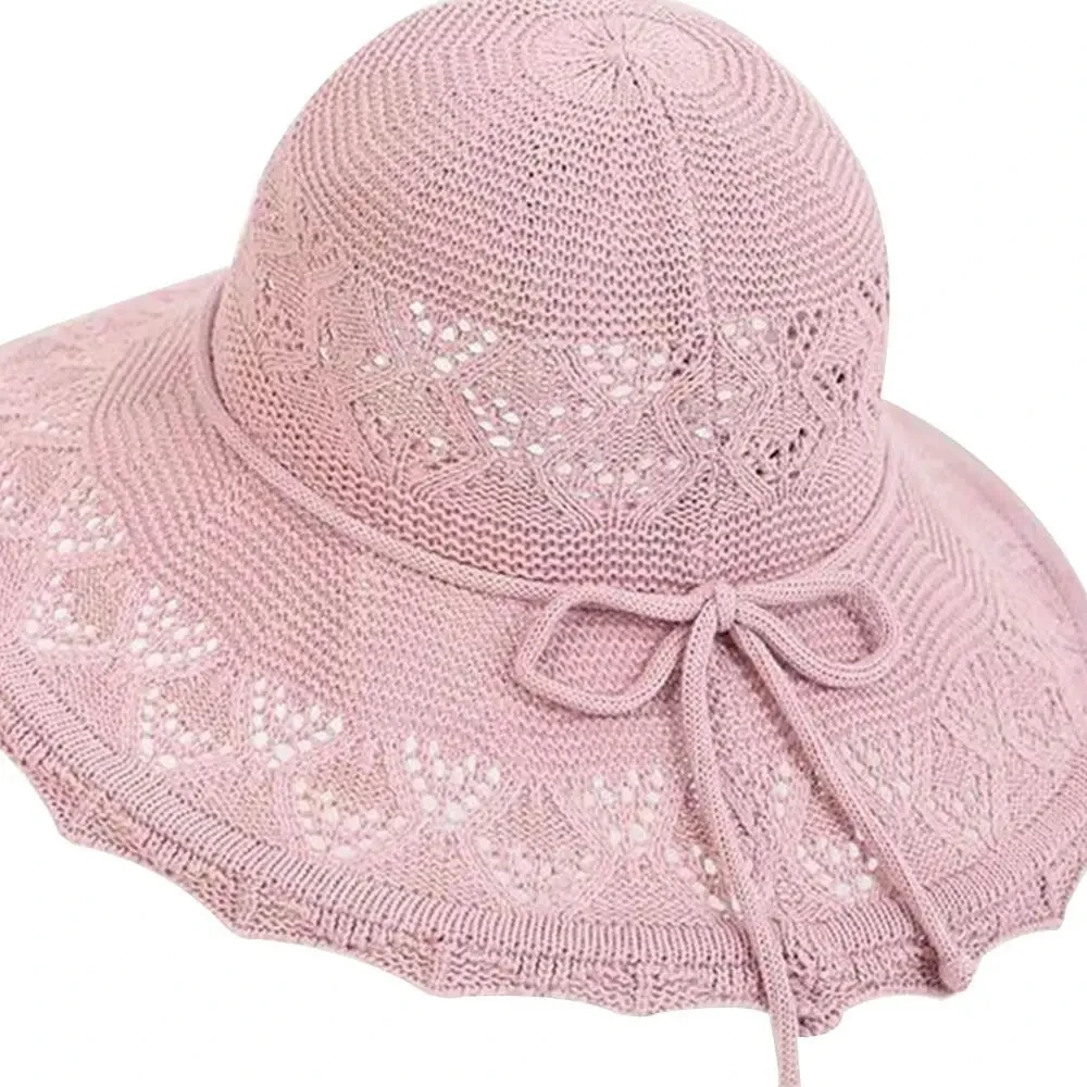 Sun Hats Wide Brim UV Protection Straw Hat Fashion Casual Breathable Beach Cap Bowknot Bucket Hat Panama Cap Summer