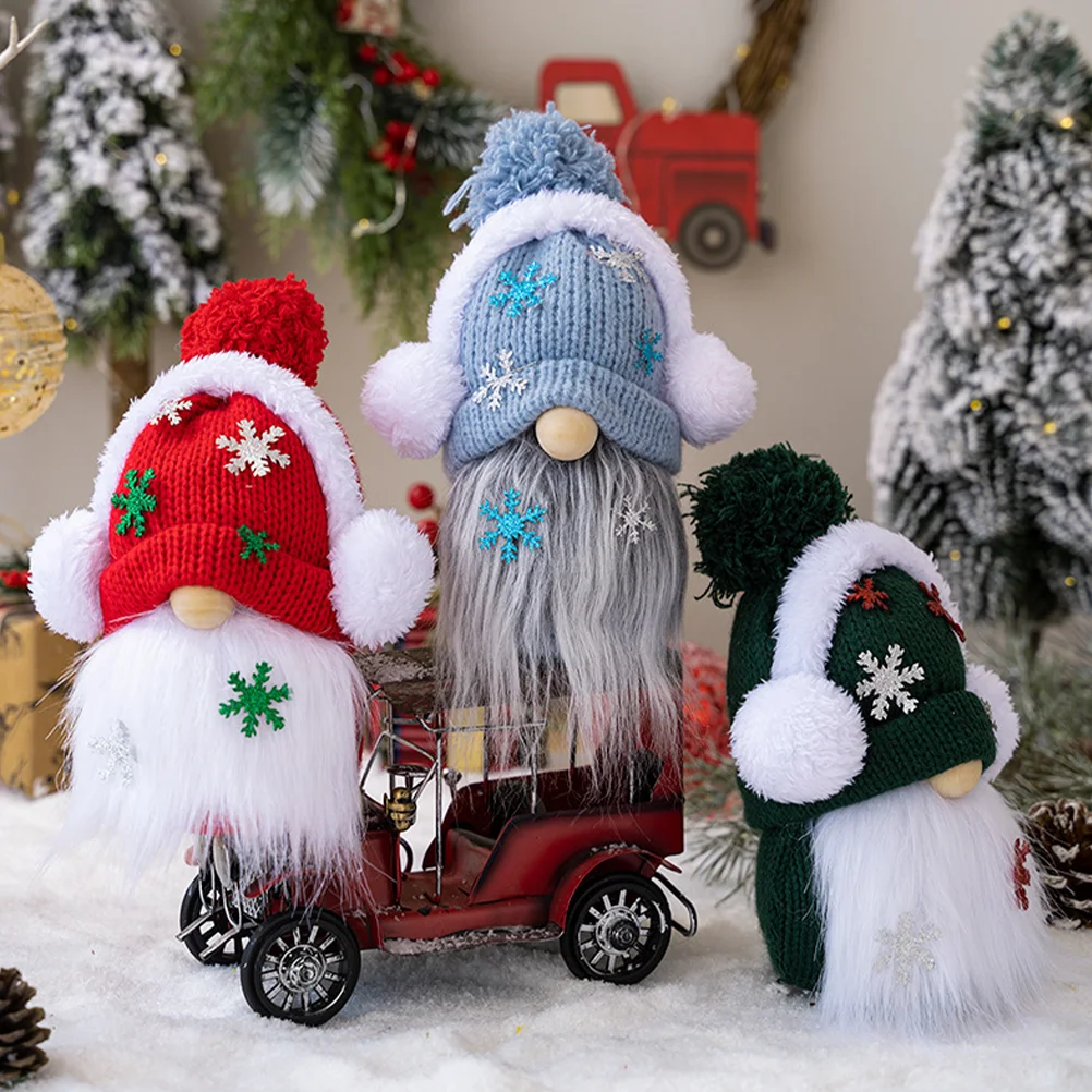 

3 Pcs Holiday Ornaments Gnome Stuffed Christmas Accessories Garden Xmas Adorable Lovely Gnomes Plush Sofa Elder