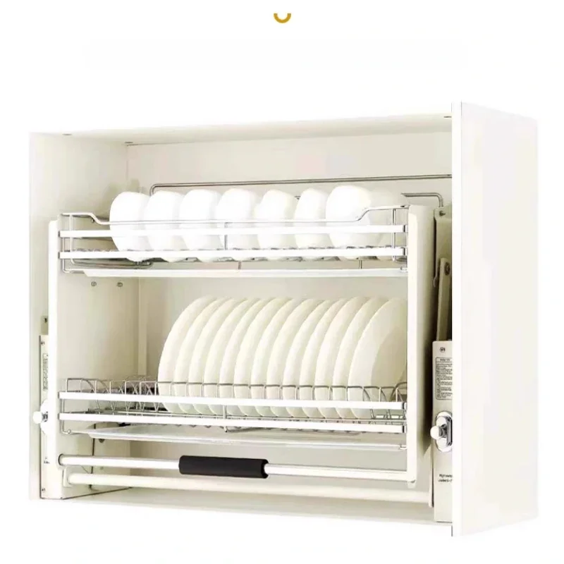 Kitchen 304 Dish Hanging Cabinet Pull Basket Lift Up Push Down Pull-down Bowl Rack Lift Cabinet Storage Damping Pull Basket