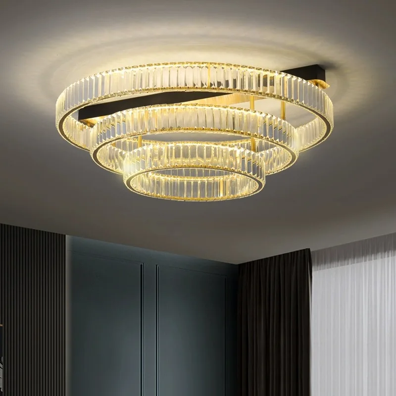 

2024 Ceiling Lamp Gold Crystal Brass Ceiling Chandelier Designer Home Decor Lampara De Techo Led Lustre for Living Room Bedroom