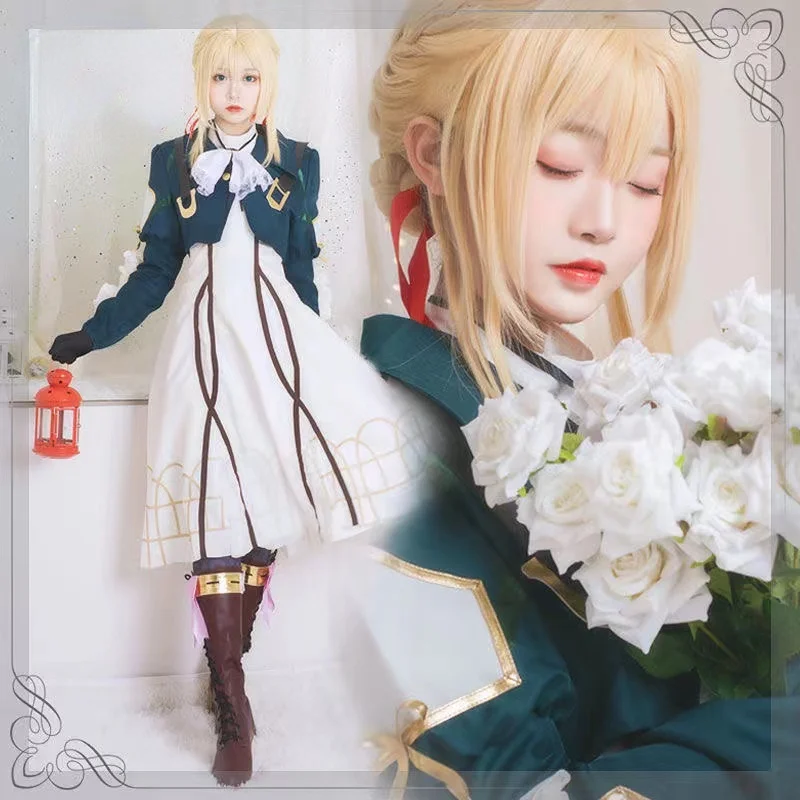

Аниме фиолетовый Evergarden костюмы для косплея платье Vestido костюмы на Хэллоуин для женщин костюм парик вечерние Униформа лолита одежда