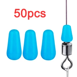 High-Quality Anti-Winding Rubber Space Bean Stoppers for Fishing (50 Pieces, Blue)