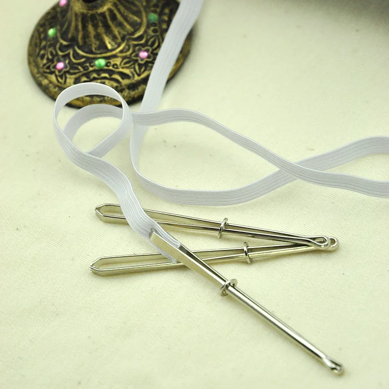 

2PCS Stainless Steel Cited Clips Elastic Belt Wearing Rope Weaving Tool Bag Wrap Rope Wearing Sewing Accessories Sewing Tools