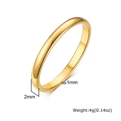 Elegant Gold - Toned Stainless Steel Wedding Band - Unisex Design, Free Shipping Included - 8 (2mm Gold)