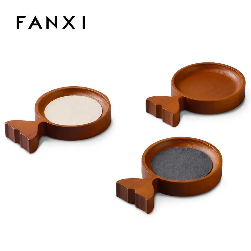 

New creative small fish jewelry display props small exquisite storage tray solid wood jewelry display tray