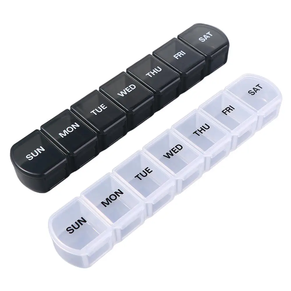 Container Tablet Splitters 7 Compartments Plastic Travel Pill Case Mini Dispensers Medicine Boxes 7 Days Pill Storage Box