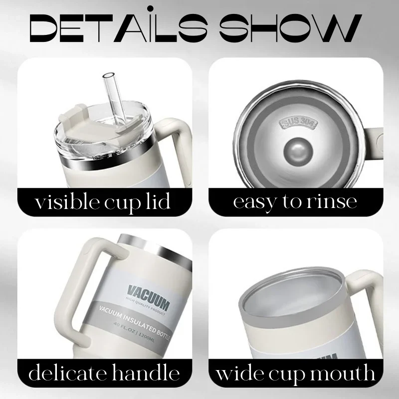 40 أوقية 1200 مللي كوب معزول مزدوج الطبقة للمشروبات الباردة كوب قهوة للسفر كوب معزول ومقش كوب ثلج