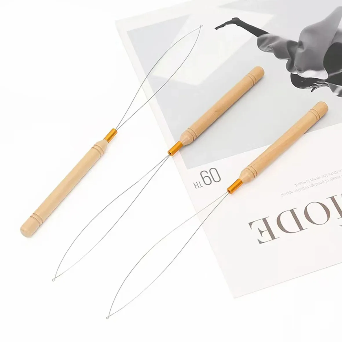 마이크로 링 루프 툴 루프 스레더 당김 바늘, 헤어 플라이어 및 비즈와 함께 사용하는 인모 연장 도구