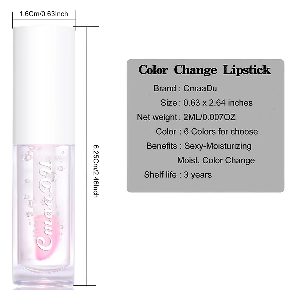 CmaaDu 6 Color Fruit Color Changing Lip Glaze Moisturizing long-lasting moisturizing non-stick cup 2