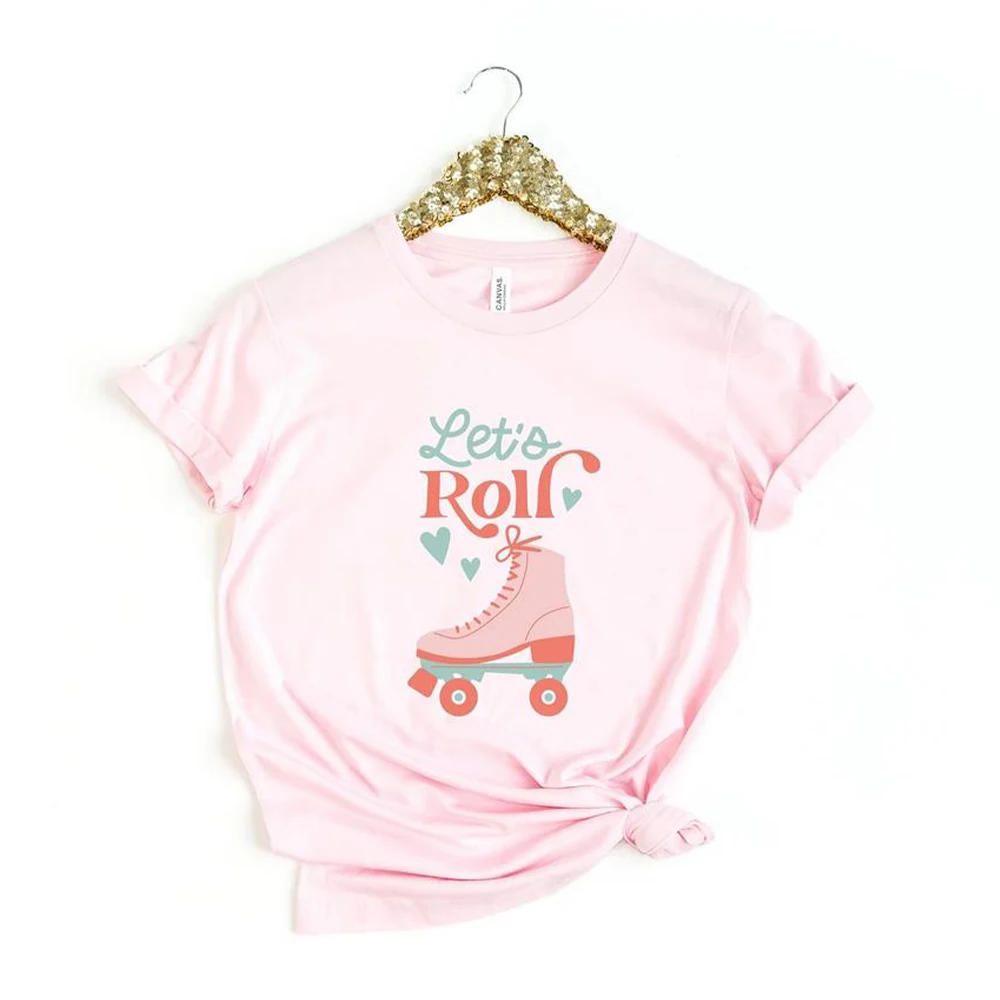 レディースファッション Kids THIS IS HOW I ROLL Skateboard Shirt. Kids Hipster Shirt Let's Roll Shirt Fun Roller Skate Shirts Retro Summer Kid T