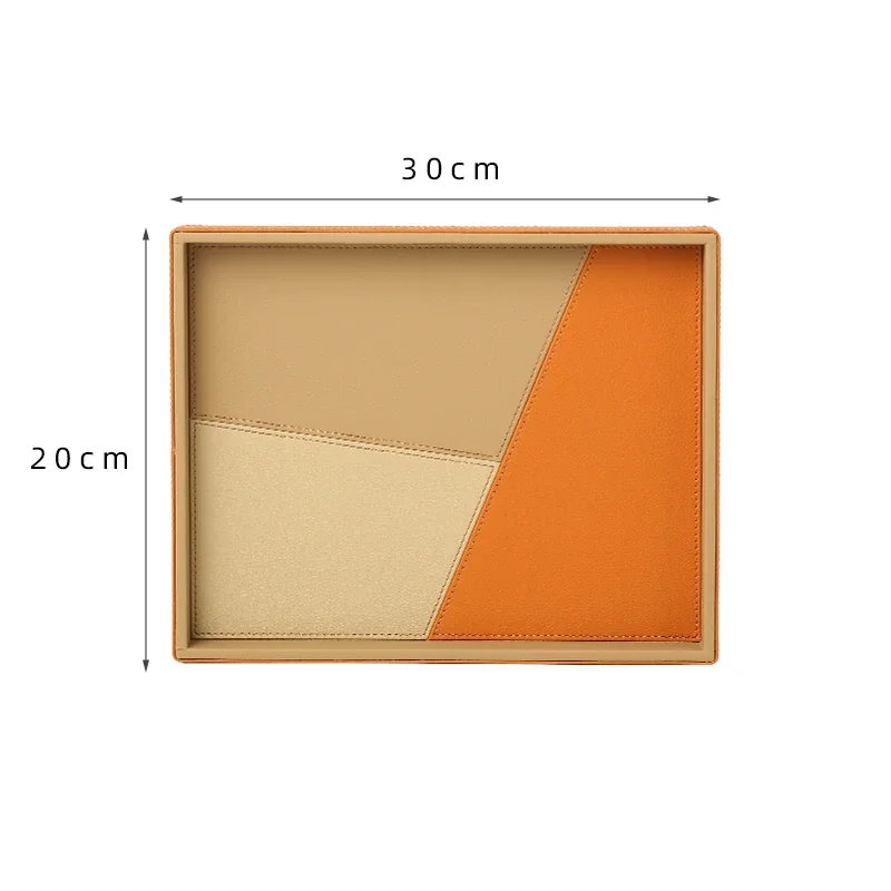 European high-end leather rectangular tray Living room tea table tabletop storage tray Bathroom toiletry table cup storage tray 6