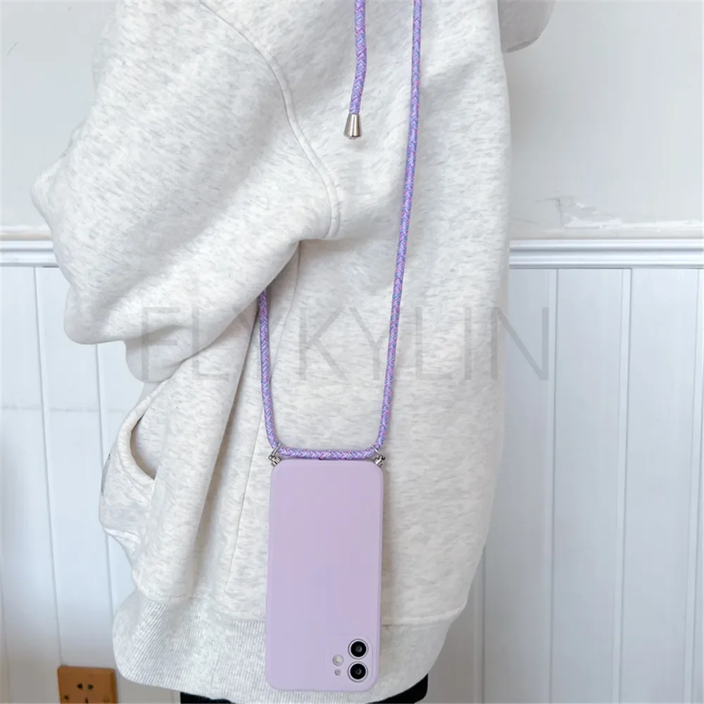 Crossbody Necklace Lanyard Cord Strap Phone Case with Silicone Soft TPU Back Cover