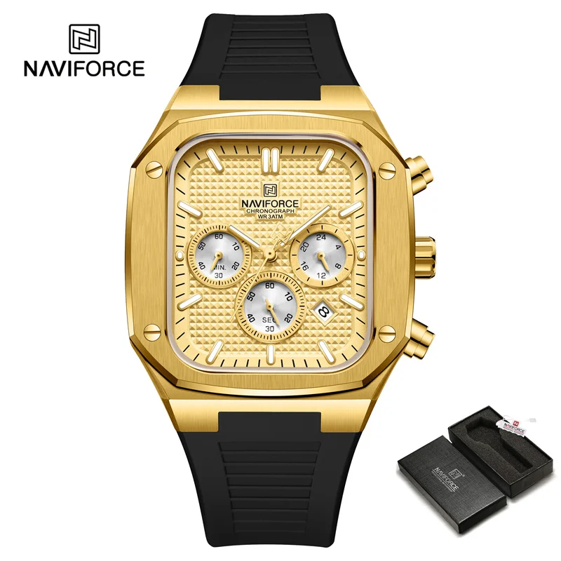 NAVIFORCE NF8051T Orologi da uomo dal design di lusso Sport milare impermeabile da 30 m con data Orologio da polso al quarzo con cinturino in silicone