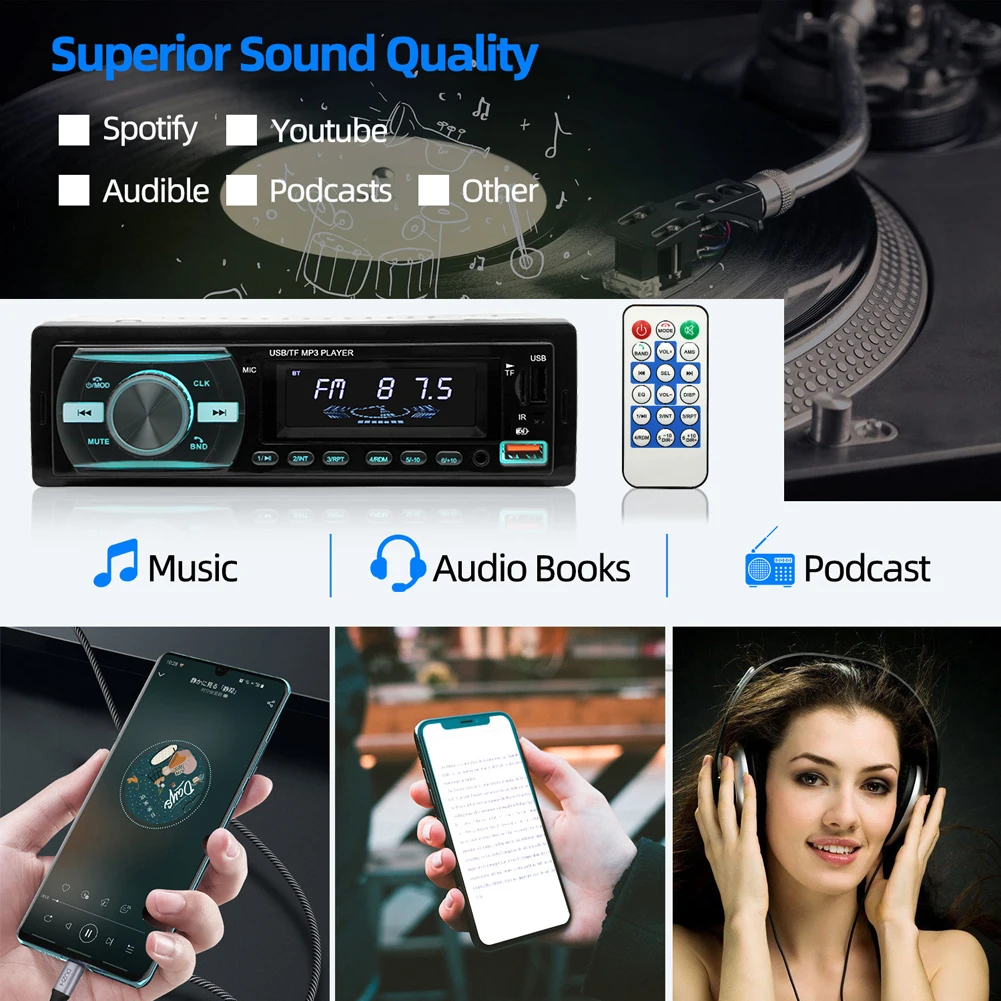 Car MP3 Player USB Port MP3 Car Radio Bluetooth-compatible Multimedia Player
