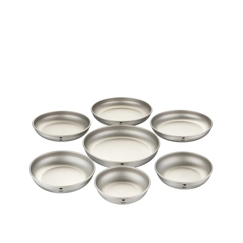 Keith Camping Tableware Titanium Plate Dinner Dish Ultralight Outdoor Travel Picnic Dinnerware Titanium Saucer 150ml-450ml 3
