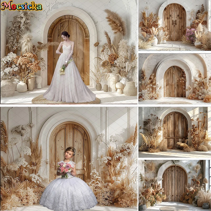 

Mocsicka Photography Background Boho Window Pampas Grass Adult Birthday Wedding Maternity Portrait Decor Backdrop Photo Studio