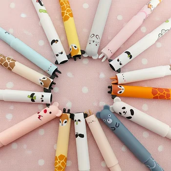 Confezione da 10 penne cancellabili con disegni casuali, inchiostro blu, penne cancellabili con simpatici orsetti, penne gel cancellabili con animali, penne cancellabili a tema cartoni animati per studenti, penne cancellabili termiche, articoli di cancelleria con scrittura fluida