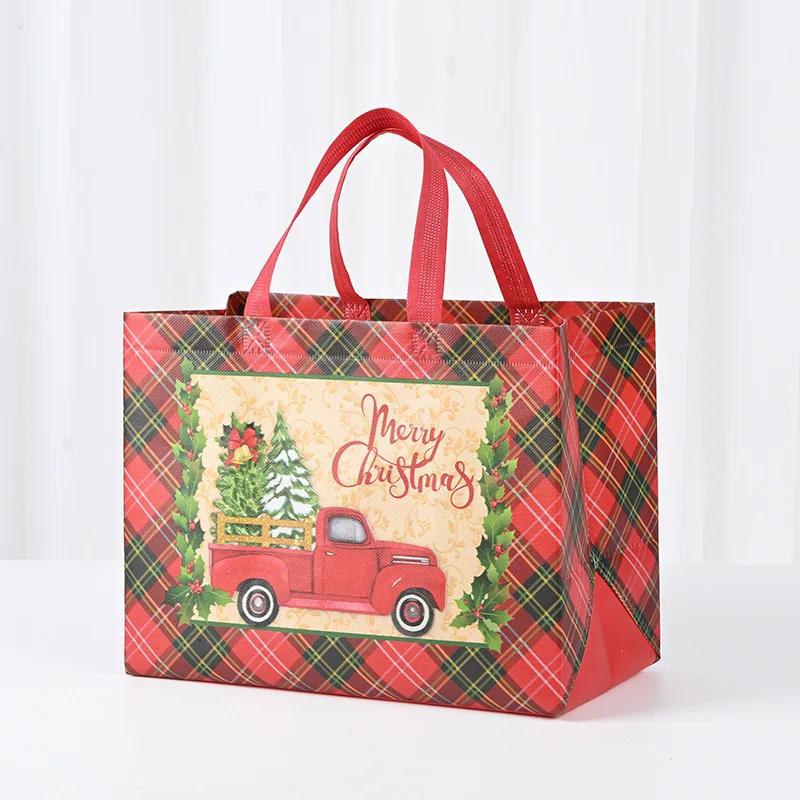 New Plaid Christmas Candy Gift Bags | Cute Santa Claus & Snowman Pattern Non-Woven ... - SKU CCGB2014 - UGI Packaging
