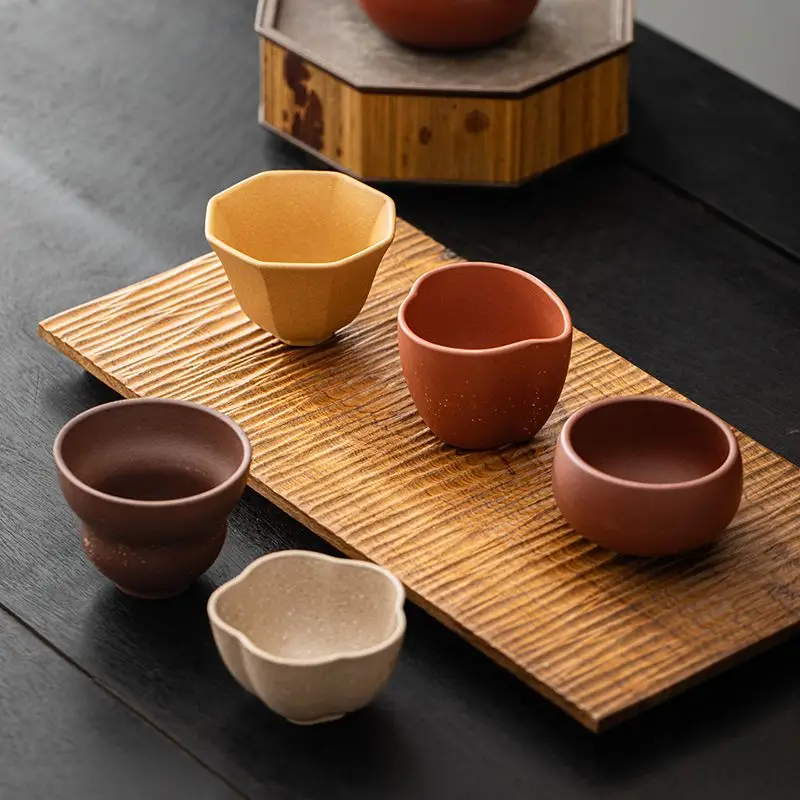 High-end Yixing Purple Clay Teacup Full Handmade Cup Kung Fu Tea Cup Tea Ceremony Accessories Small