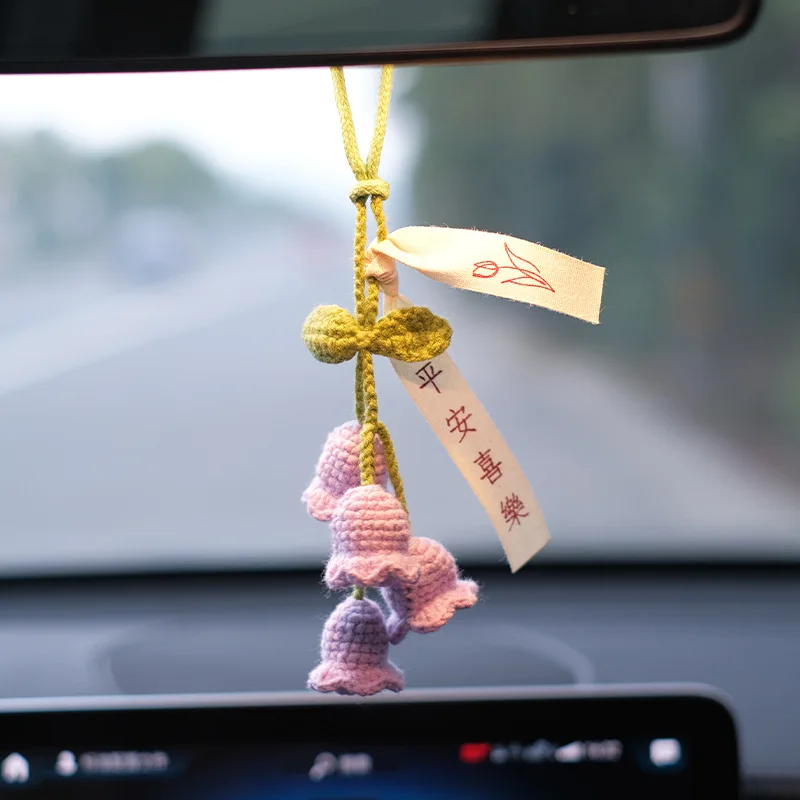 Charming Handmade Knitted Orchid Flower Keychain Pendant