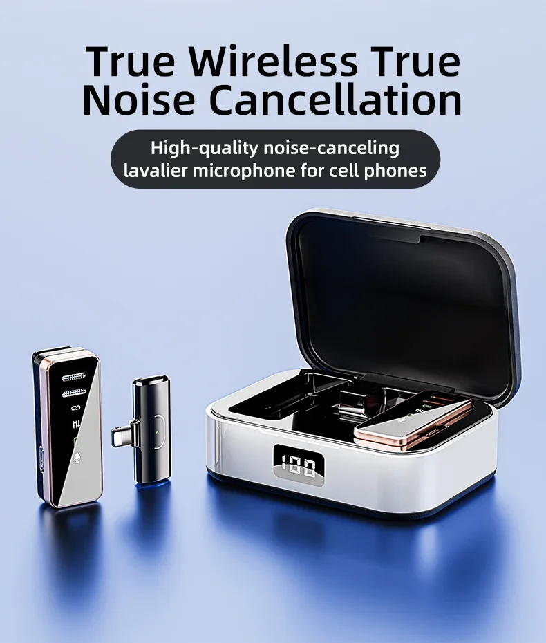 

Wireless Microphone S18 Lavalier Mic Noise Reduction Live Interview Mobile Phone Recording for iPhone Type C with Charging Box