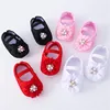 0-18months Baby Girls Shoes And Headband Soft Sole Non-Slip Pearl Flower Princess Wedding Dress Crib Shoes For Newborn Girls 5