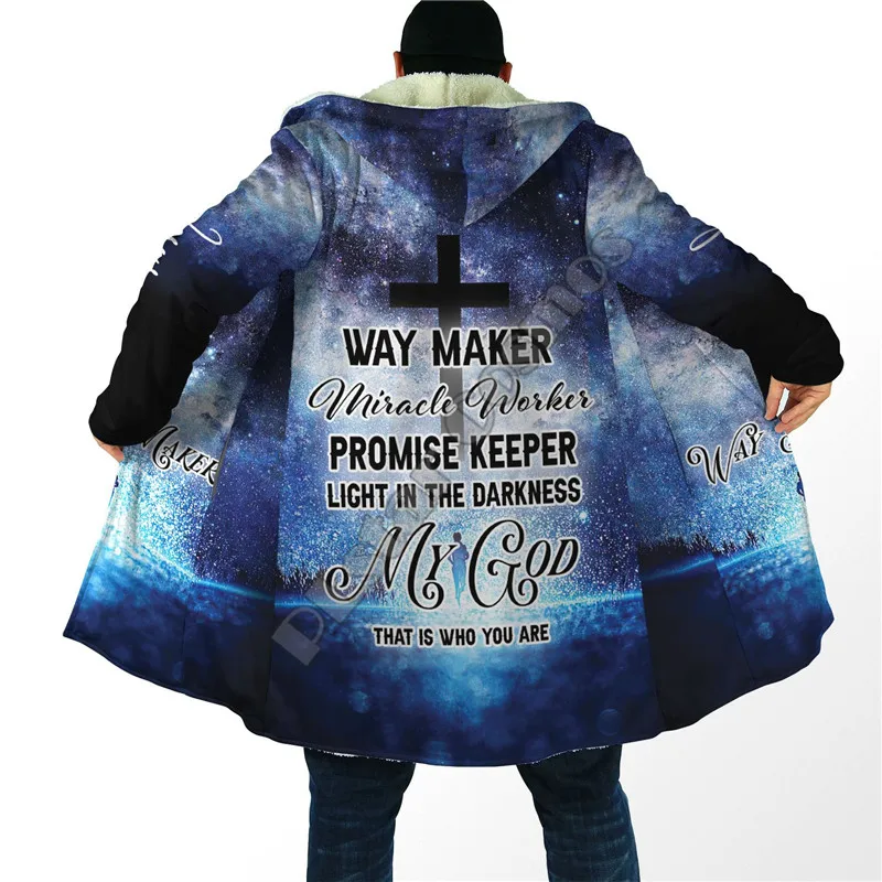 Easter Day Christian Jesus 3D Printed Fashion Winter Men/Women Hooded Cloaks Fleece Wind Breaker Unisex Casual Warm Overcoat