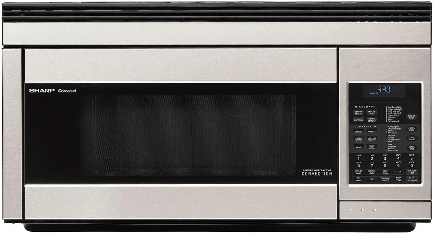 850W Over-the-Range Convection Microwave 1.1 Cubic Feet Stainless Steel Hood Light Powerful Fan Low and High Racks Included