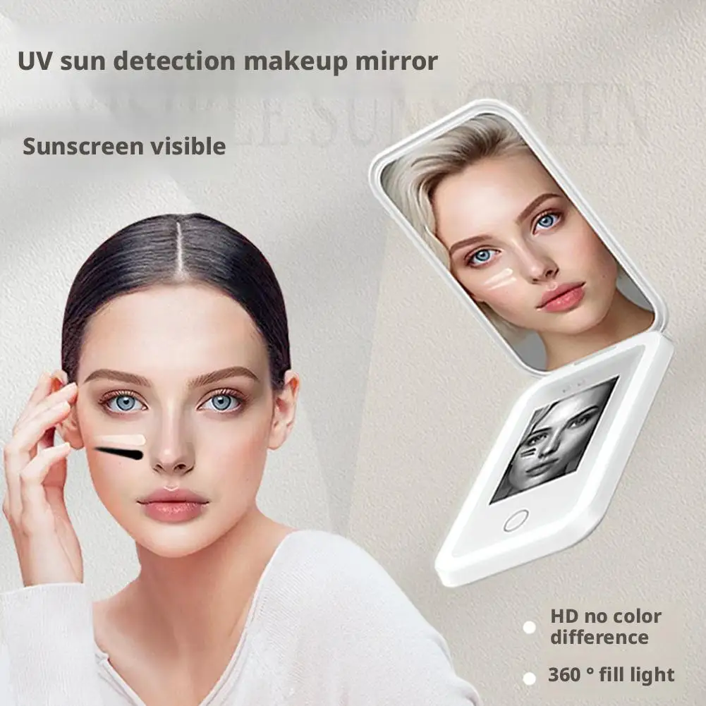 자외선 차단제 테스트를 위한 UV 카메라 자외선 차단제 카메라 피부 보호를 위한 디밍이 가능한 LED 조명이 있는 확대 여행용 거울