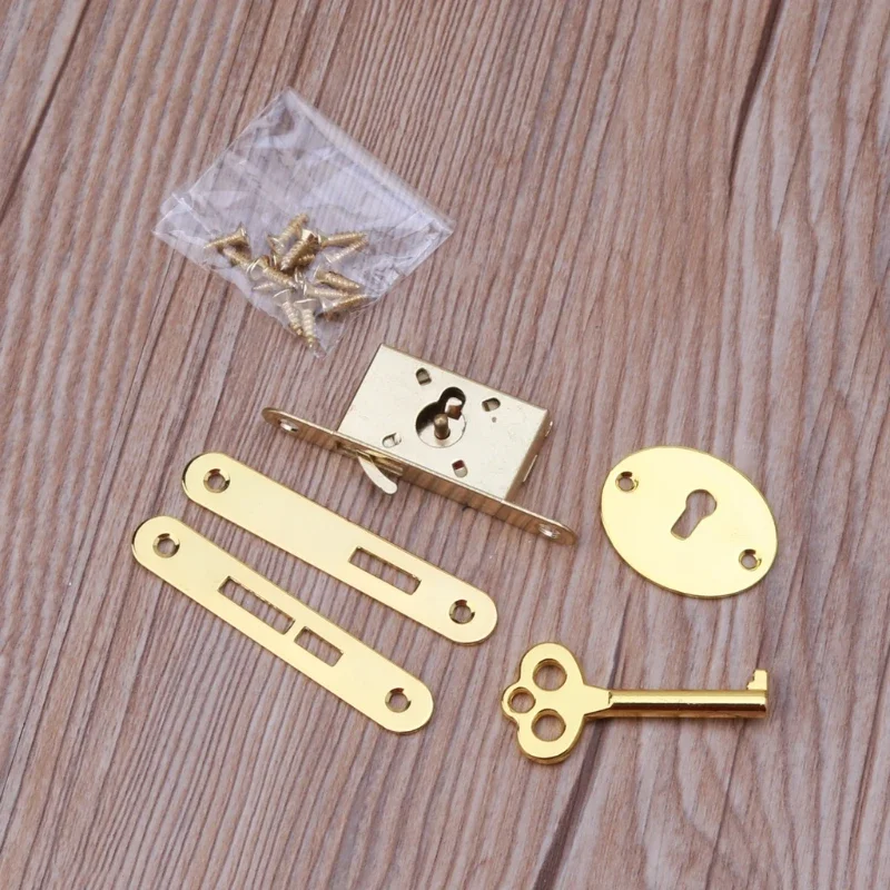 Description Picture 2 of itemAntique for Latch Hasp Vintage Metal Drawer Locks with for Key Decorative Furniture Hardware for Wooden Jewelry Box Cabi