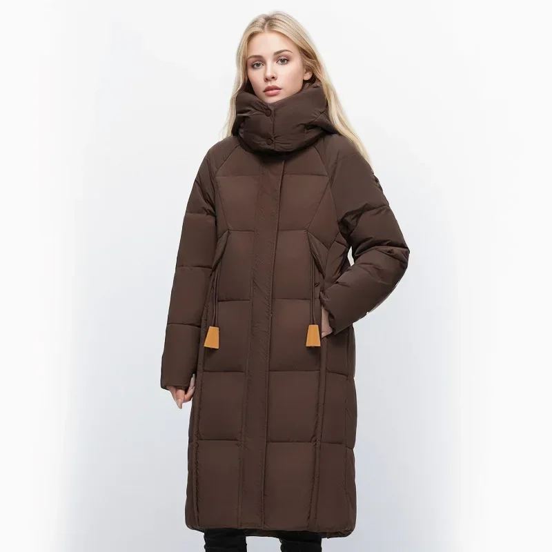 Winter Down Cotton Jacket Fashion Hooded Mid-length Jacket Thick Warm Cotton Jacket Suitable for Middle-aged Women