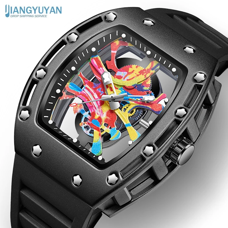 

Top Brand New Men's Watch Fashion Japan Movement Barrel Luminous Waterproof Clock Sports Male's Silicone Strap Quartz Wristwatch