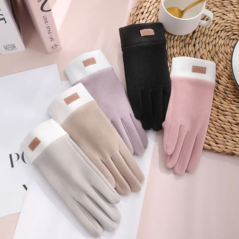 

Зимние новые бархатные плотные велосипедные перчатки, женская мода, изящные Женские ветрозащитные теплые варежки для вождения с сенсорным экраном, T48