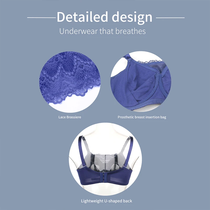 LERVANLA 6023 Mastectomy Bra Fake Breast Forms Silicone Boobs for Postoperative Breast Cancer