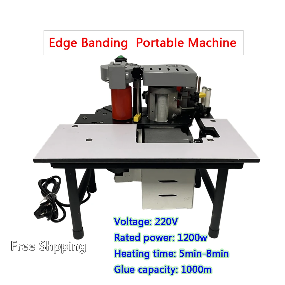 

Edge Banding Machine Portable Wood PVC Two-Sided Gluing Edge Bander 220V with Tray Cut Adjustable Speed 1200W 1000ml