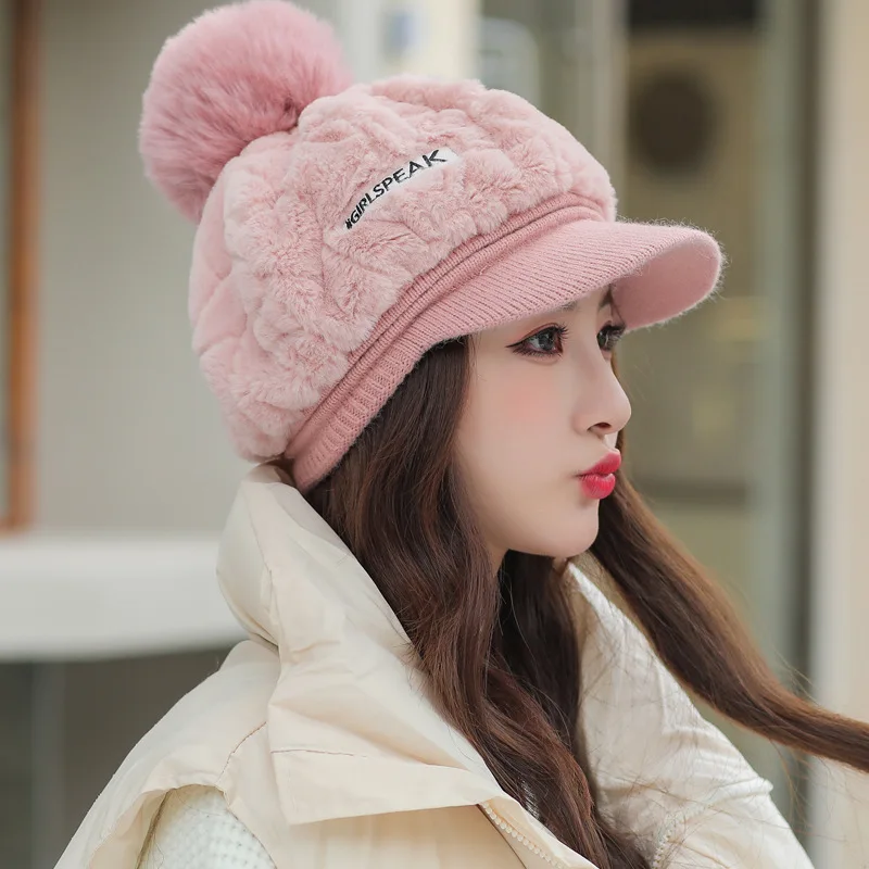 Knitted Caps Winter Warm Beanie Hats Women Skullies Beanies Hats for Women Solid Outdoor Snow Riding Bonnet Caps Girl